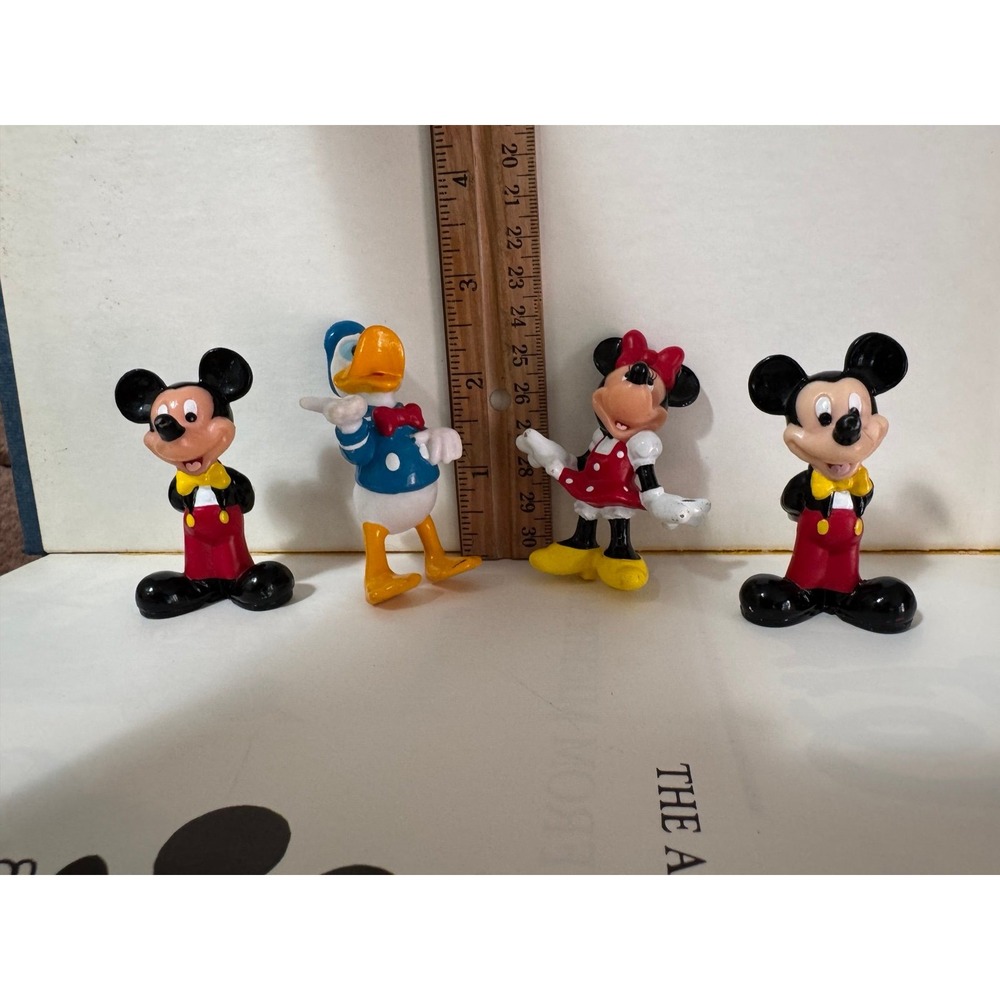 VTG 1950s Disney Figurines Mickey Mouse (2) Minnie Mouse (1) Donald Duck (1) 3"